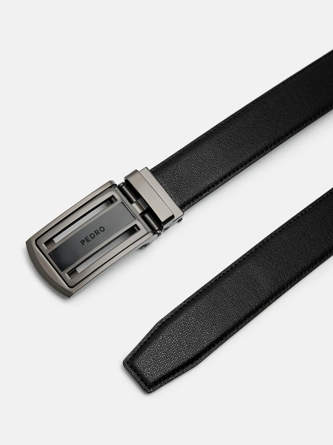Embossed Leather Automatic Belt - Black