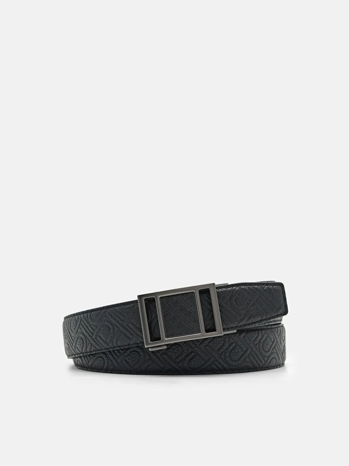 Embossed Leather Automatic Belt - Black