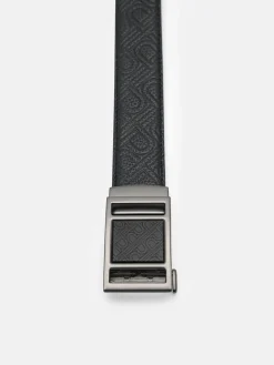 Embossed Leather Automatic Belt - Black