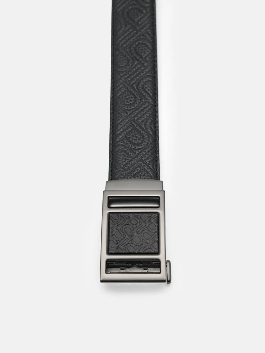 Embossed Leather Automatic Belt - Black