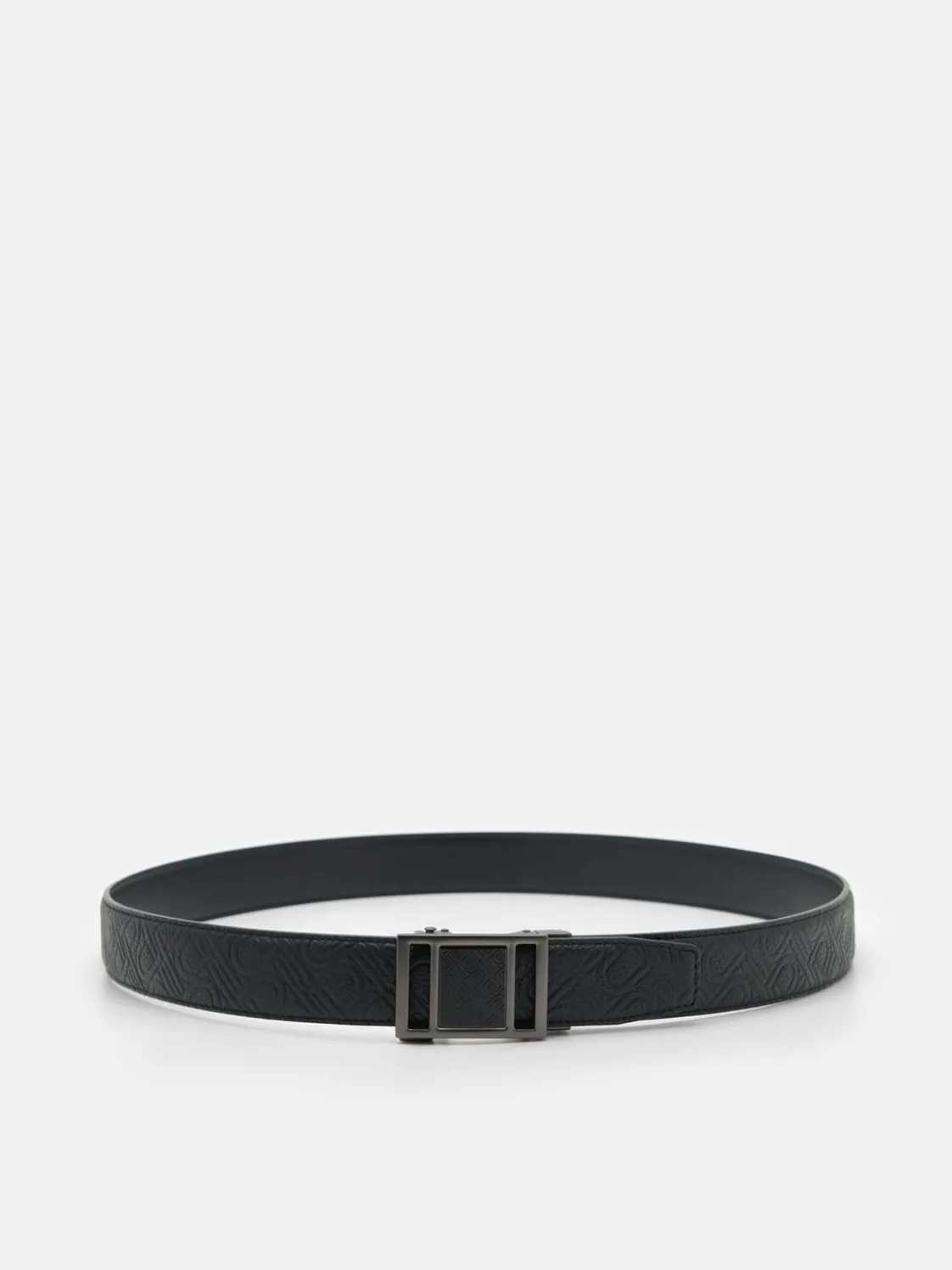 Embossed Leather Automatic Belt - Black