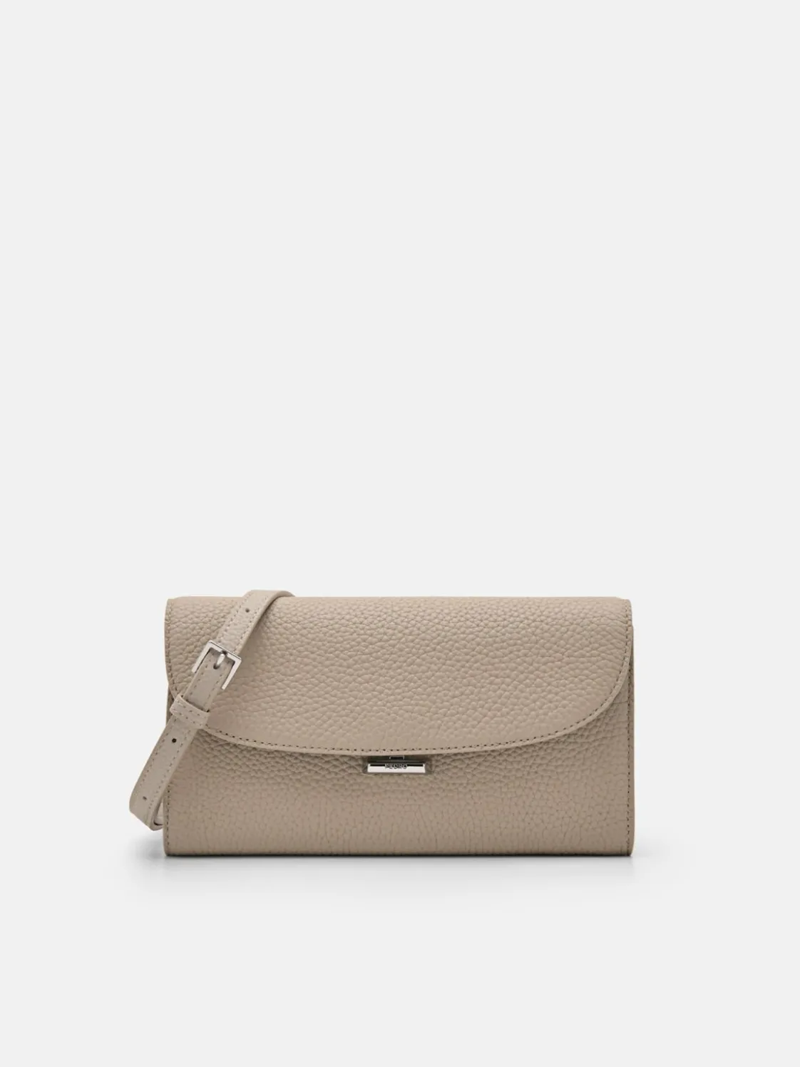Embossed Leather Bi-Fold Long Wallet - Taupe