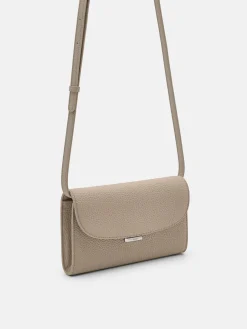 Embossed Leather Bi-Fold Long Wallet - Taupe