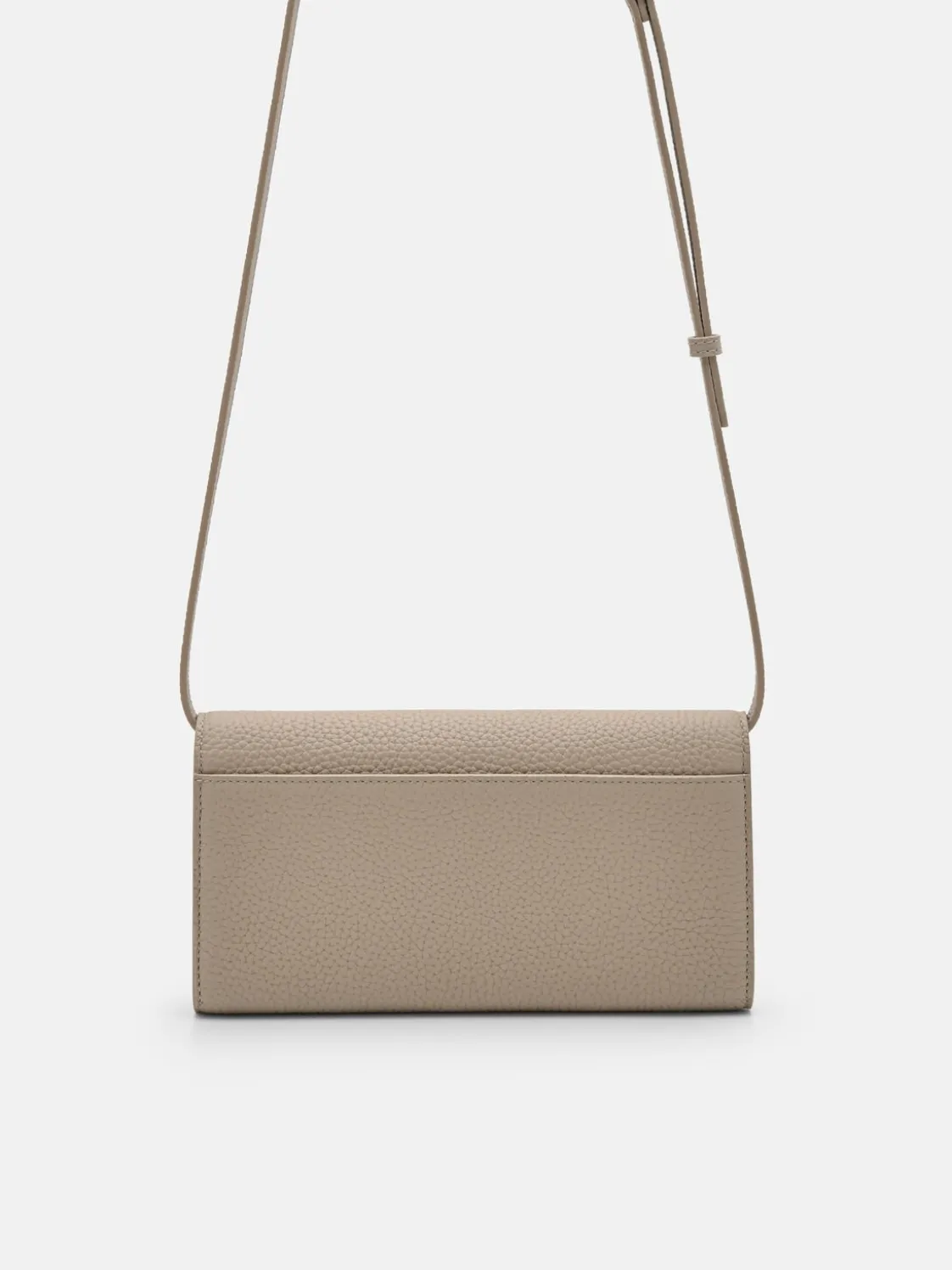 Embossed Leather Bi-Fold Long Wallet - Taupe