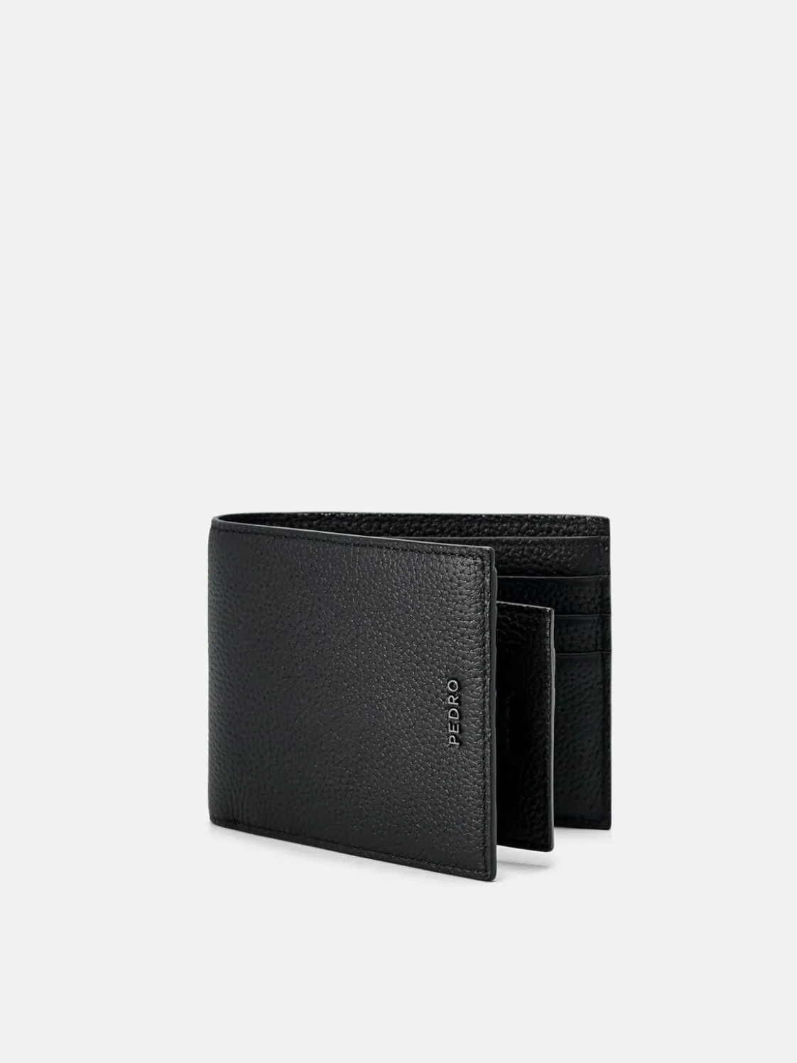 Embossed Leather Bi-Fold Wallet with Insert - Black