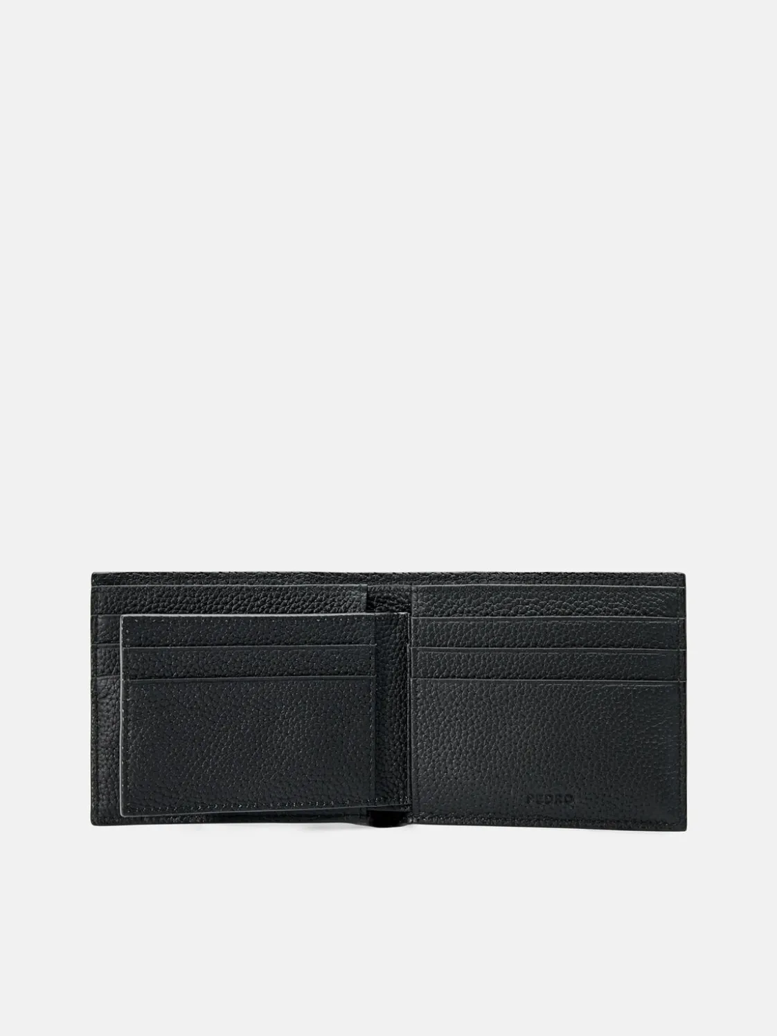 Embossed Leather Bi-Fold Wallet with Insert - Black