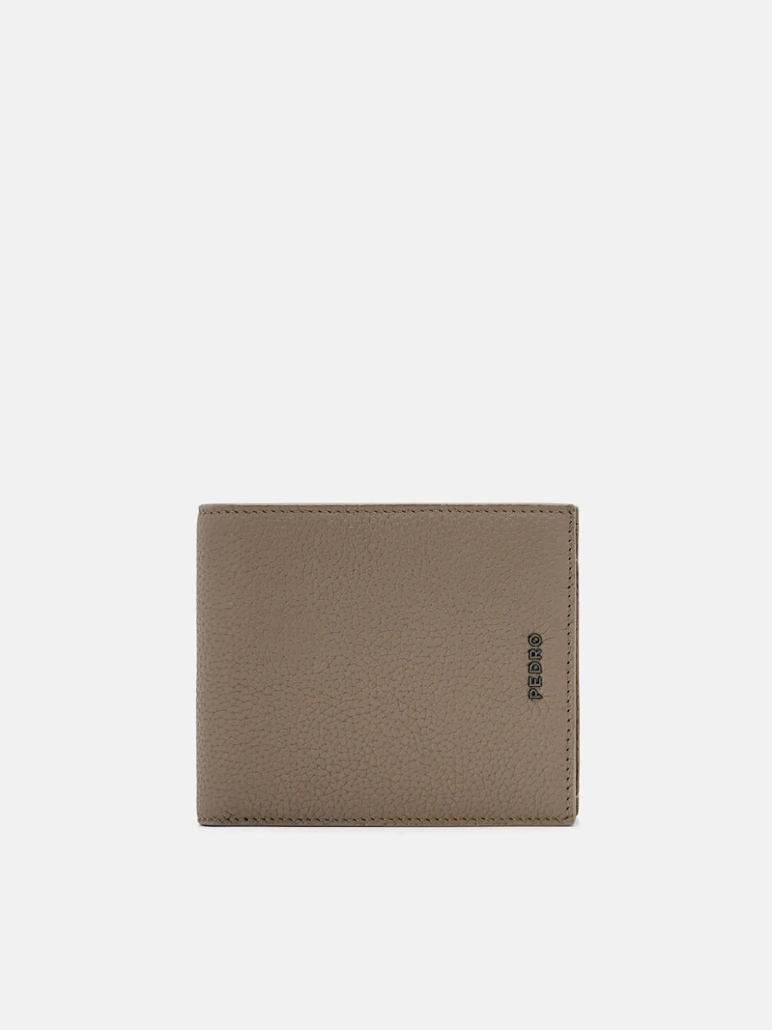Embossed Leather Bi-Fold Wallet with Insert - Taupe