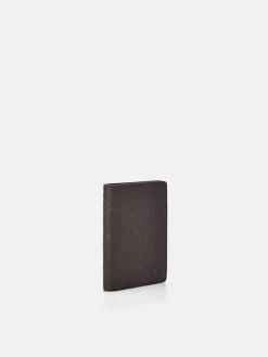 Embossed Leather Card Holder - Dark Brown
