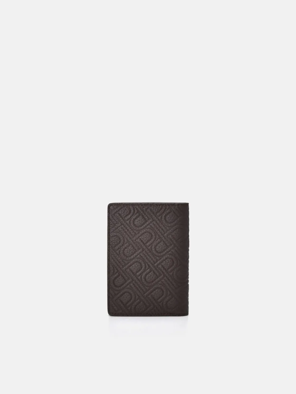 Embossed Leather Card Holder - Dark Brown
