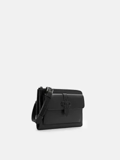Embossed Leather Clutch Bag - Black