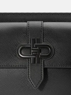 Embossed Leather Clutch Bag - Black