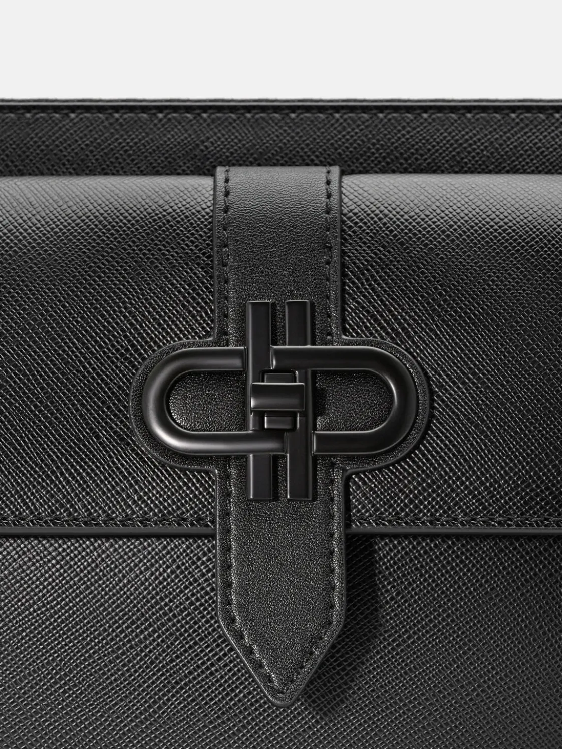 Embossed Leather Clutch Bag - Black