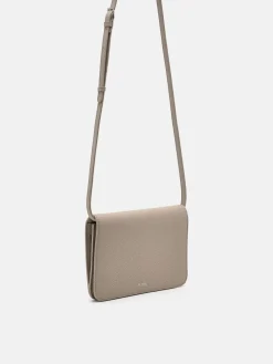 Embossed Leather Passport Holder - Taupe