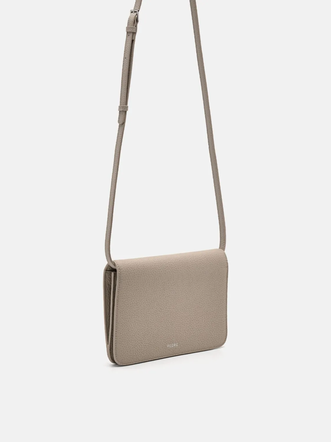 Embossed Leather Passport Holder - Taupe