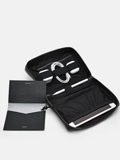 Embossed Leather Pouch - Black