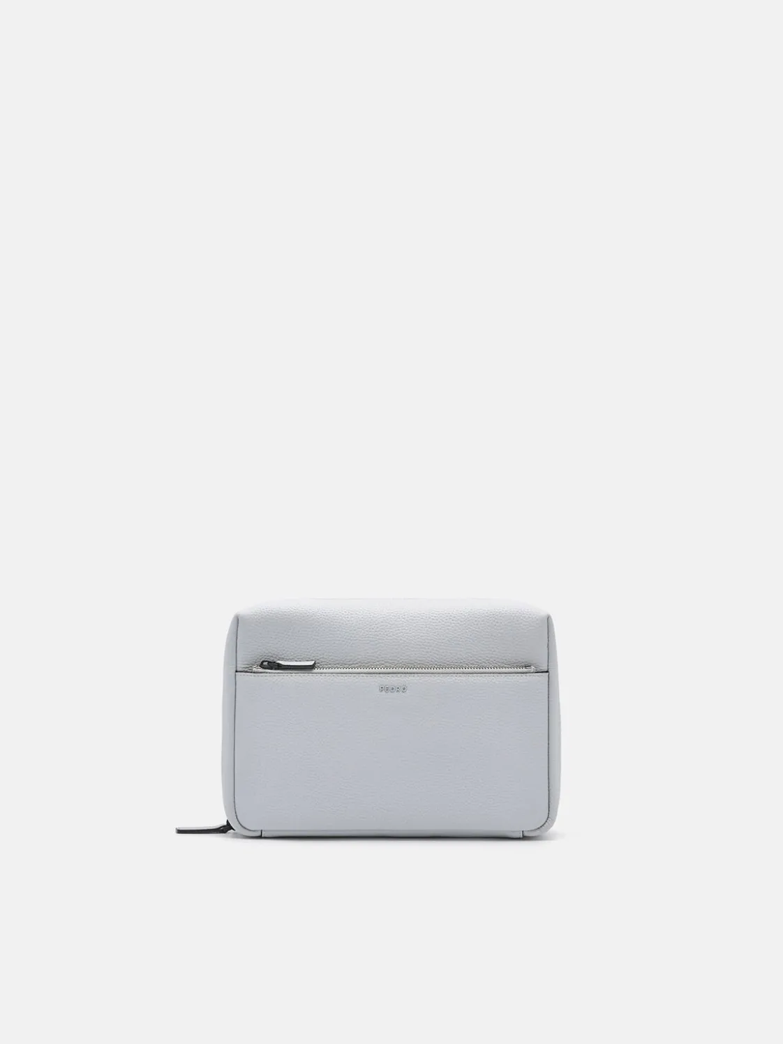Embossed Leather Pouch - Light Grey