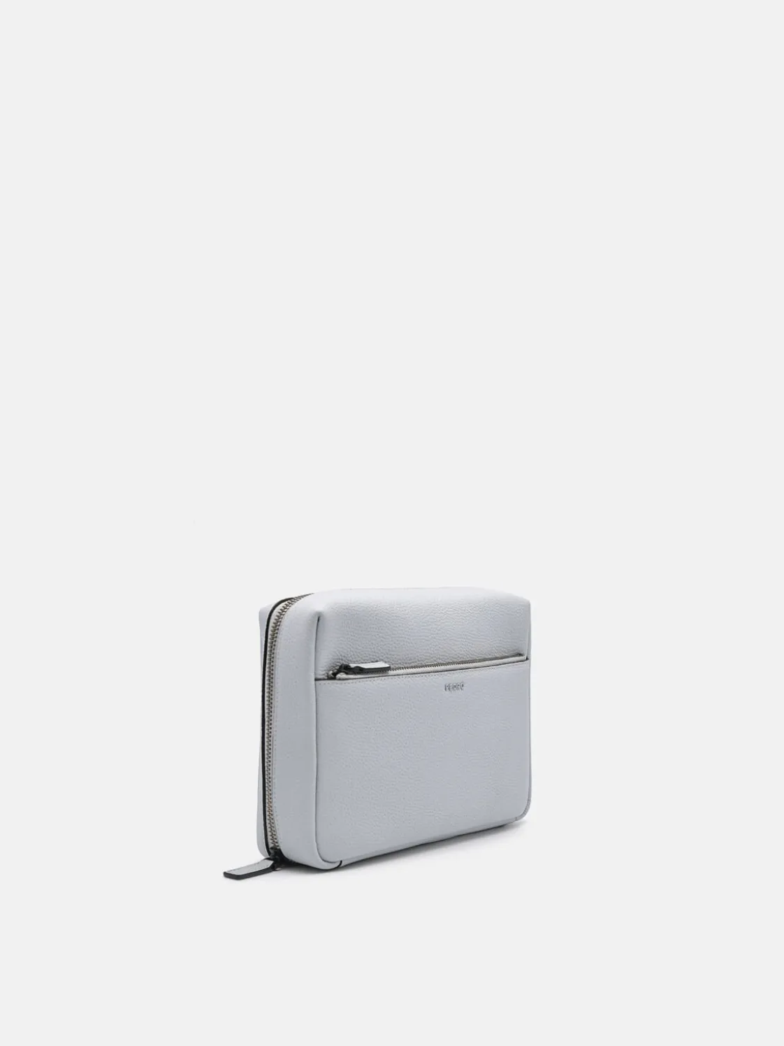Embossed Leather Pouch - Light Grey