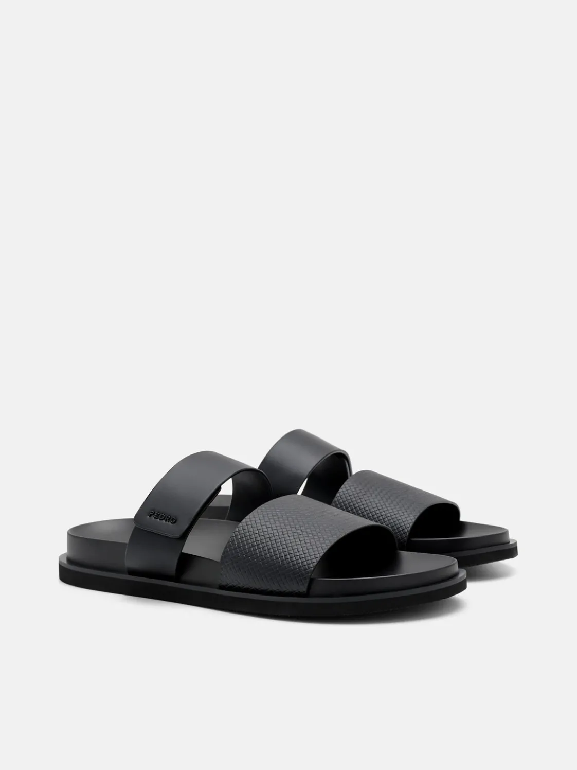 Embossed Slide Sandals - Black Embossed