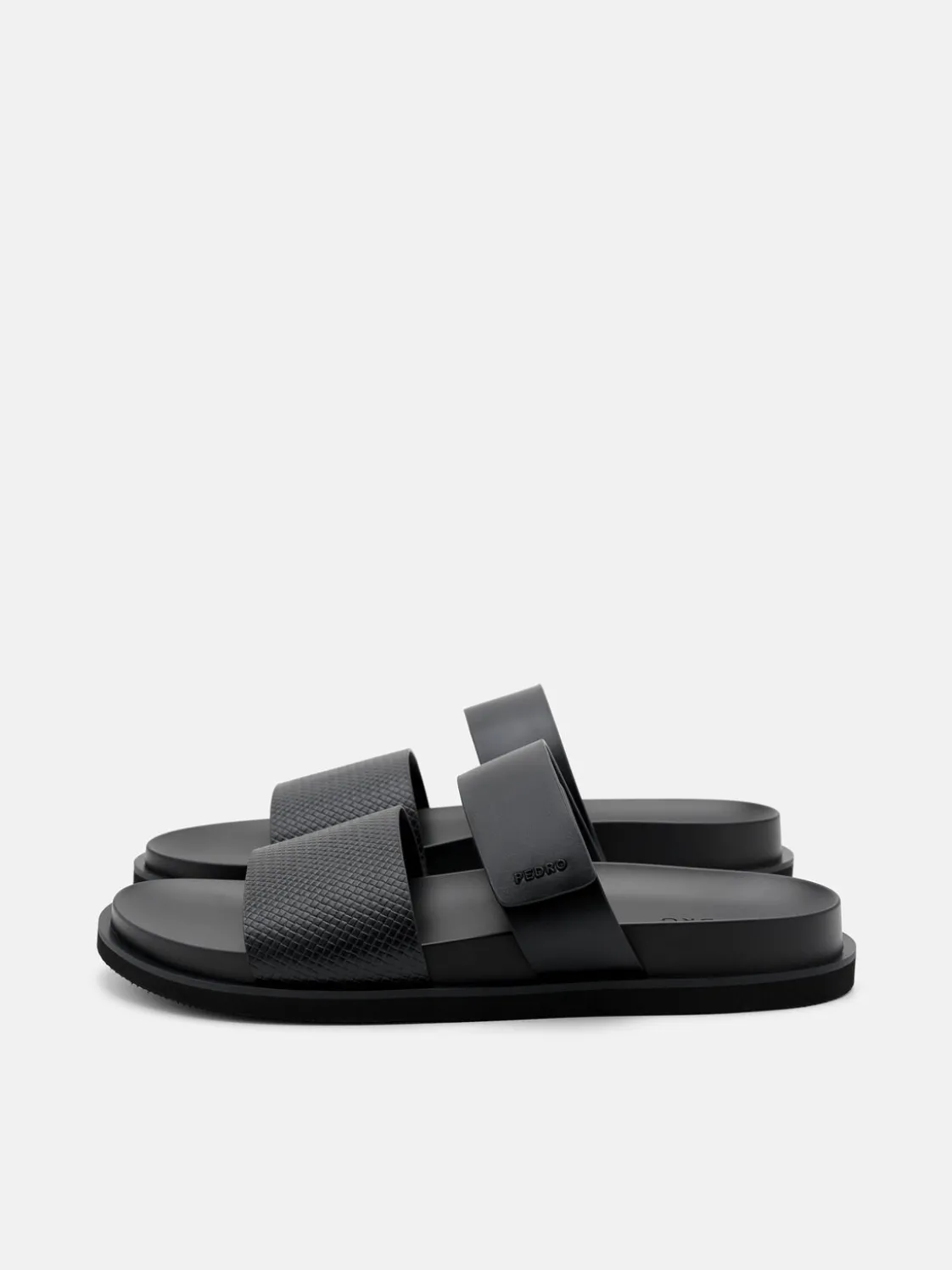 Embossed Slide Sandals - Black Embossed
