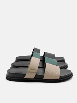 Embossed Slide Sandals - Black Embossed