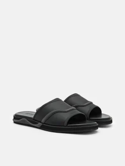 Embossed Slide Sandals - Black