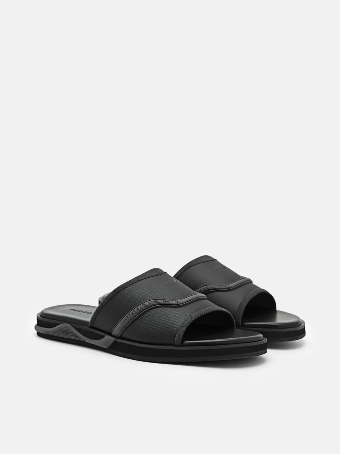Embossed Slide Sandals - Black