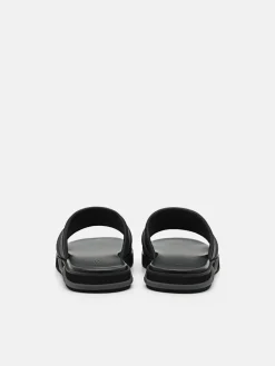 Embossed Slide Sandals - Black