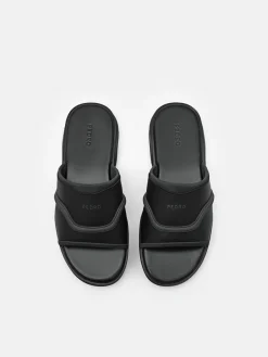 Embossed Slide Sandals - Black