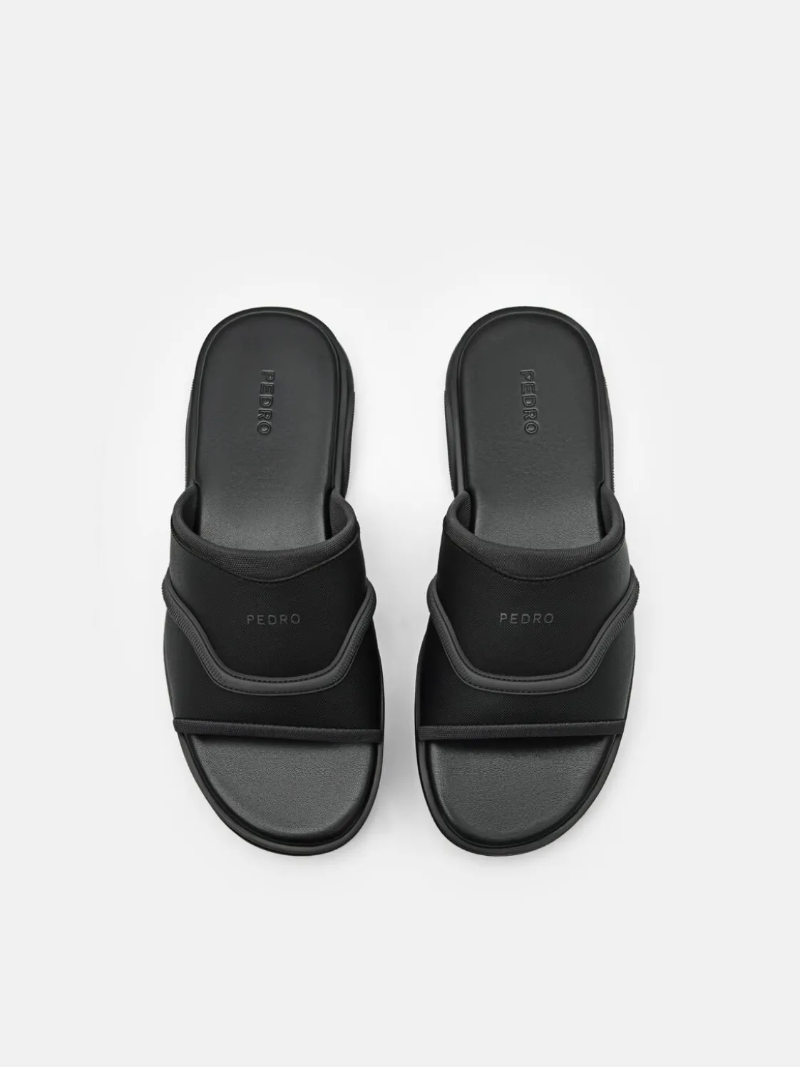 Embossed Slide Sandals - Black