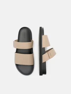 Embossed Slide Sandals - Light Taupe Embossed