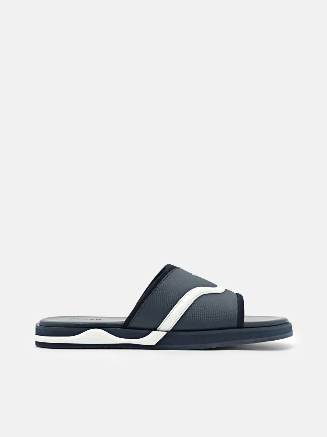 Embossed Slide Sandals - Navy