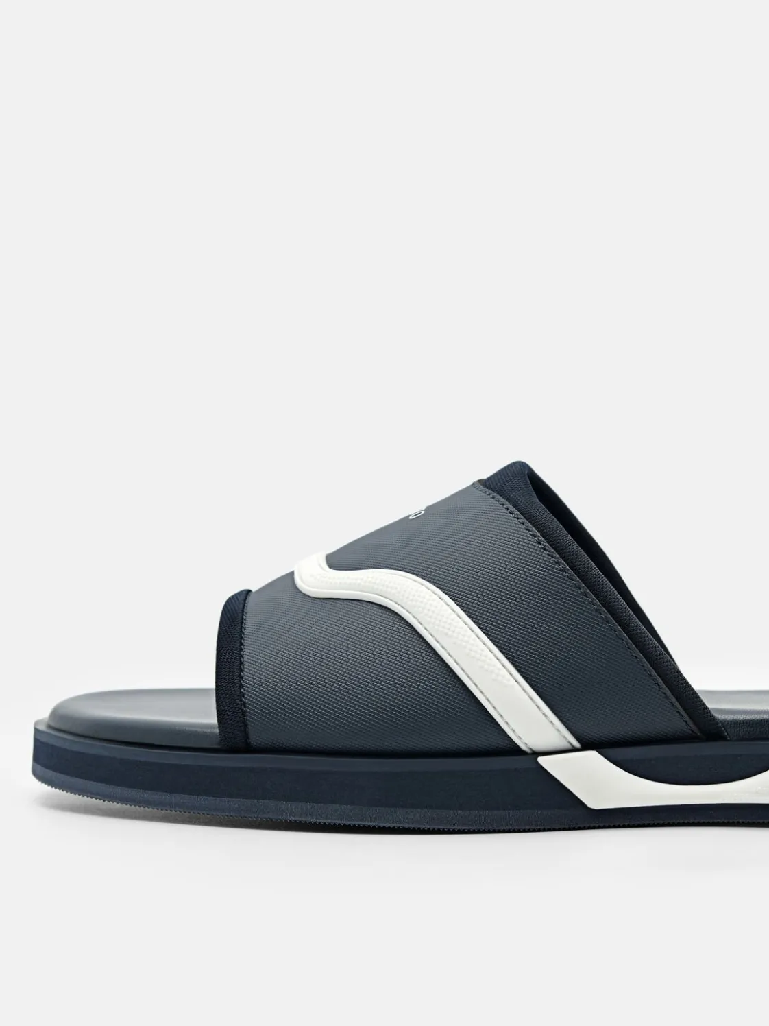 Embossed Slide Sandals - Navy