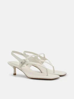 Eny Leather Heel Sandals - Chalk