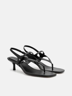Eny Leather Heel Sandals - Black
