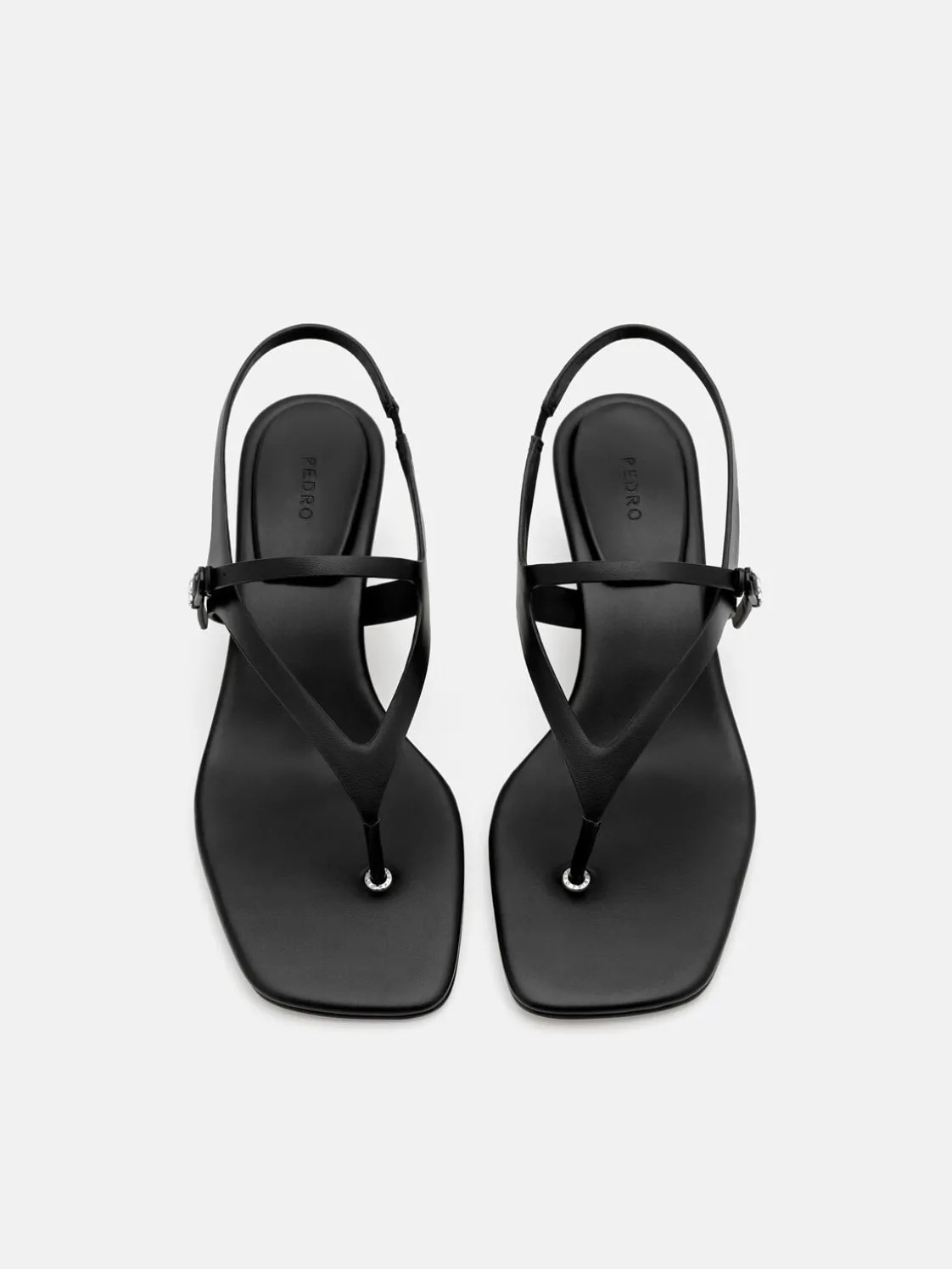 Eny Leather Heel Sandals - Black
