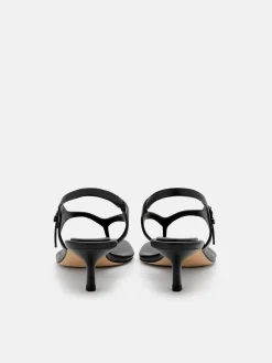 Eny Leather Heel Sandals - Black
