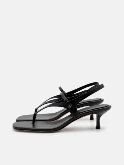 Eny Leather Heel Sandals - Black