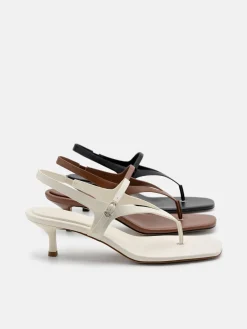 Eny Leather Heel Sandals - Black