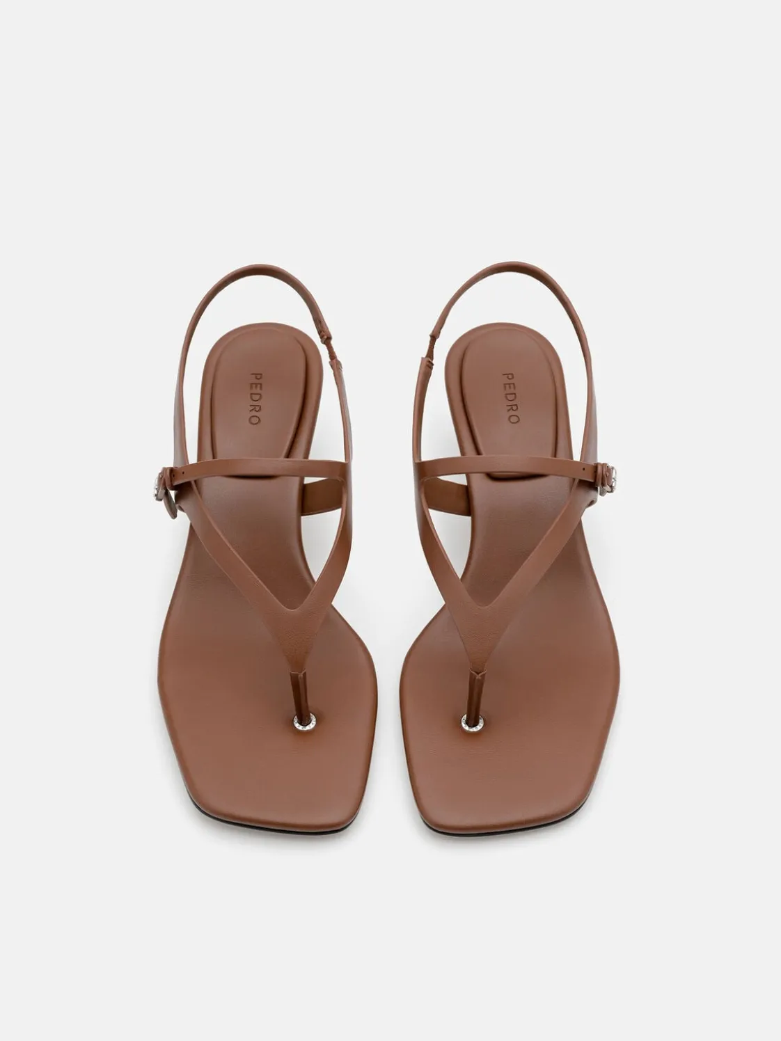 Eny Leather Heel Sandals - Cognac
