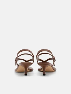 Eny Leather Heel Sandals - Cognac