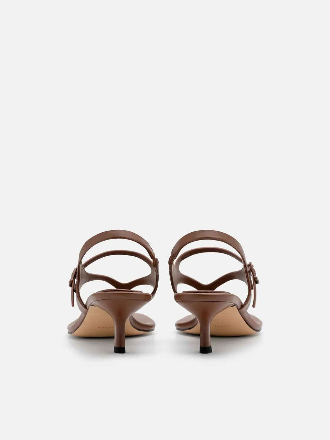 Eny Leather Heel Sandals - Cognac