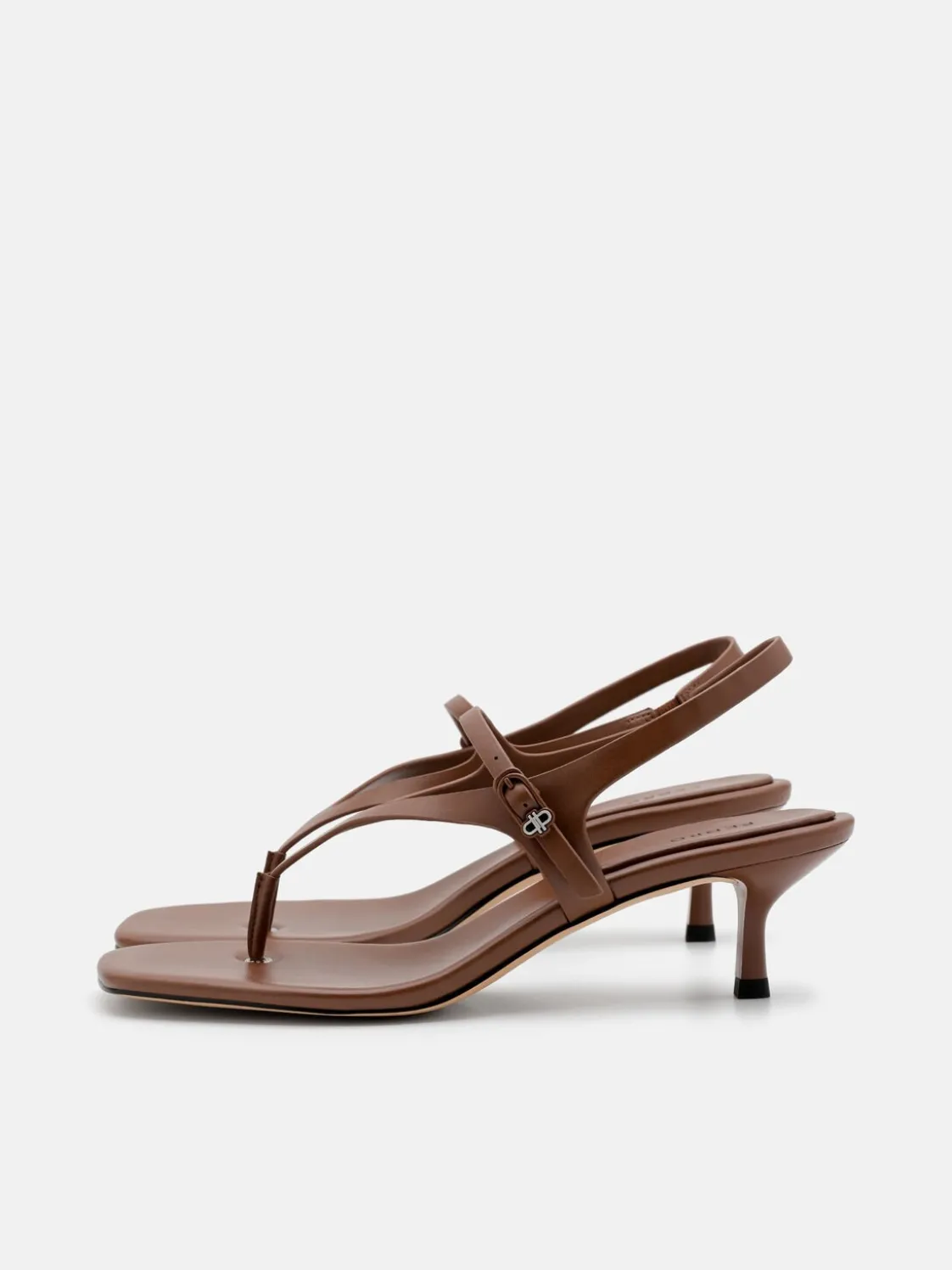 Eny Leather Heel Sandals - Cognac