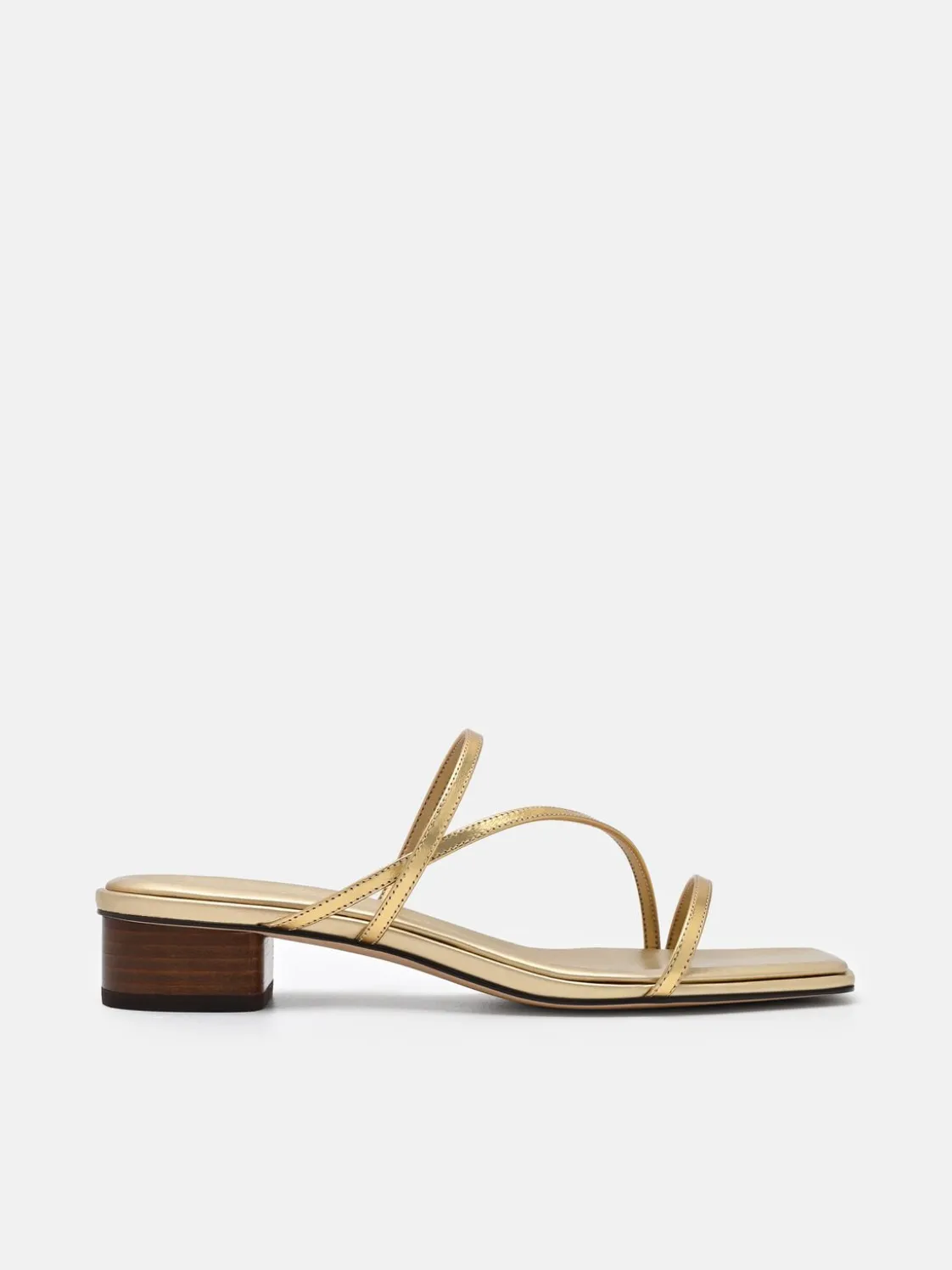 Erna Leather Heel Sandals - Gold