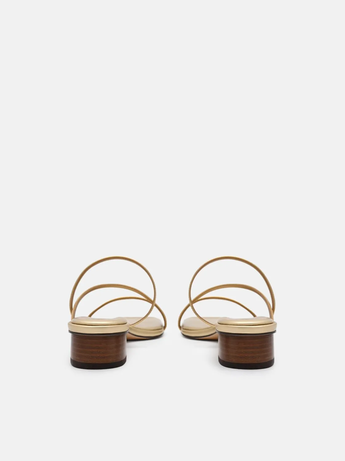 Erna Leather Heel Sandals - Gold