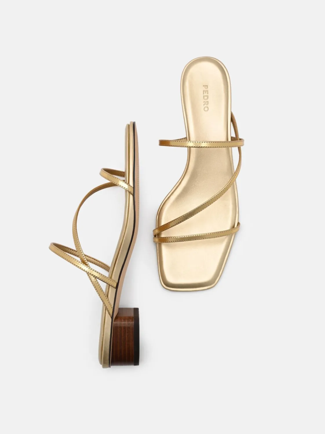 Erna Leather Heel Sandals - Gold