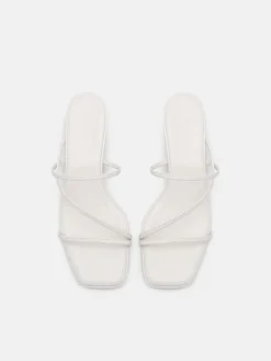 Erna Leather Heel Sandals - Chalk