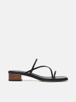 Erna Leather Heel Sandals - Black