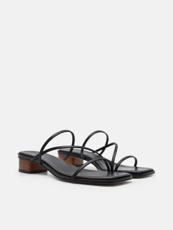 Erna Leather Heel Sandals - Black