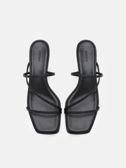 Erna Leather Heel Sandals - Black