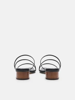 Erna Leather Heel Sandals - Black